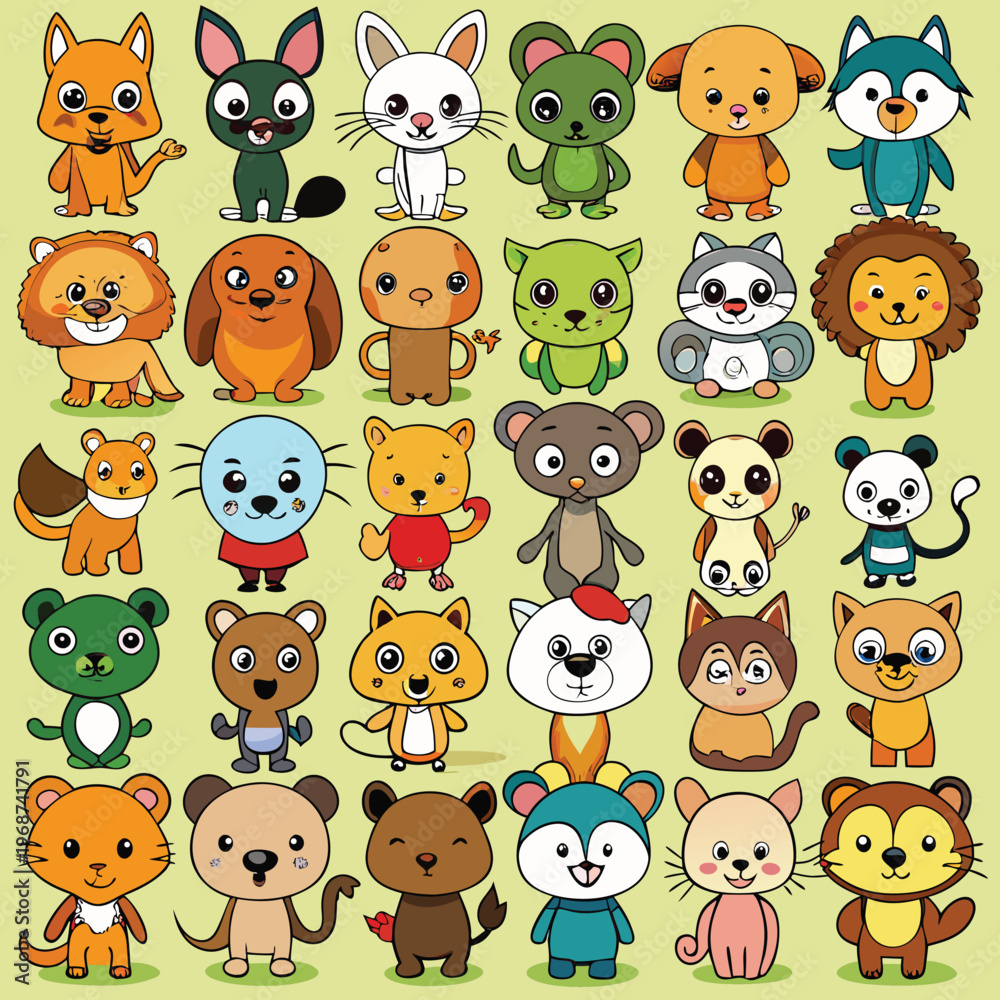 Fototapeta premium Cute cartoon monkey eating banana on sunny day vector illustration