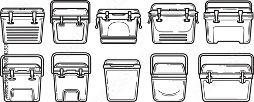 Line drawings of various types of handbags and purses Vector