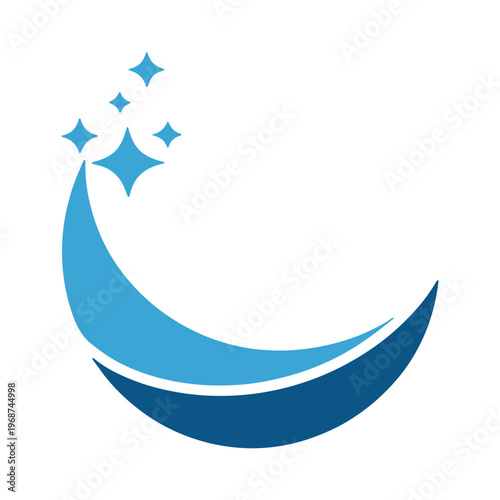 Whimsical crescent moon with sparkling stars and a dreamy gradient glow