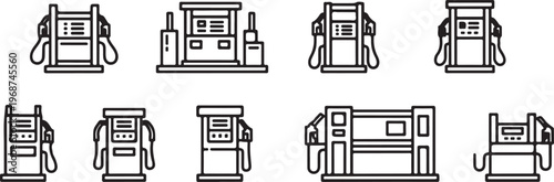 Simple line drawings of various types of houses and buildings Vector