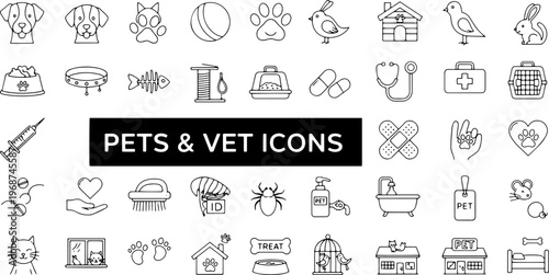 Black and white pet icons.