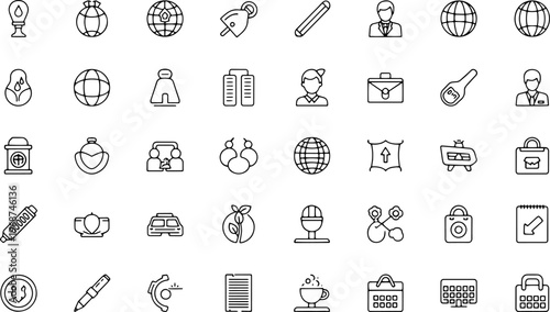 Collection of business icons and symbols.