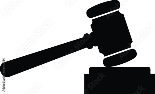 Vector graphic illustration of a judge's gavel on a block