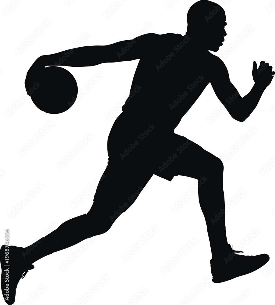 Obraz premium silhouette of man running with basketball