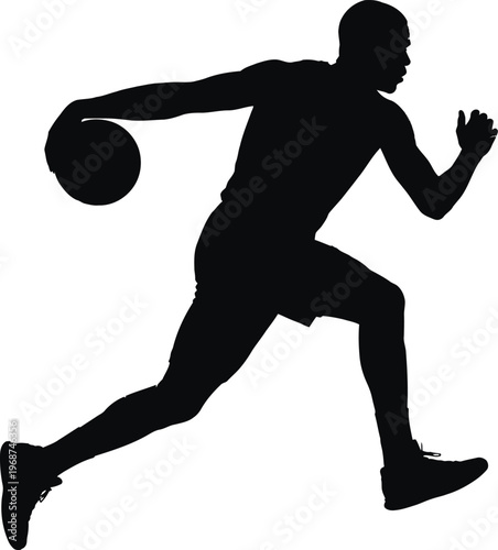 silhouette of man running with basketball