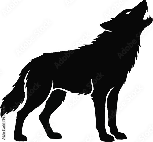 howling wolf silhouette vector illustration