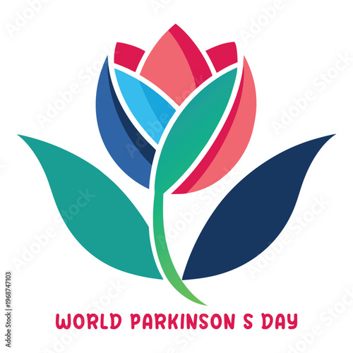 World parkinson s day awareness logo with colorful tulip
