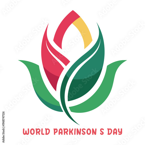 World parkinsons day awareness logo with colorful leaves