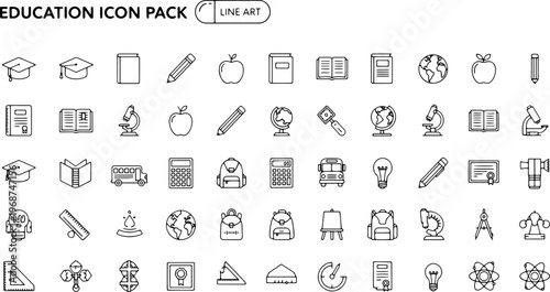 Education icons on white background.