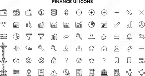 Finance icons on white background.