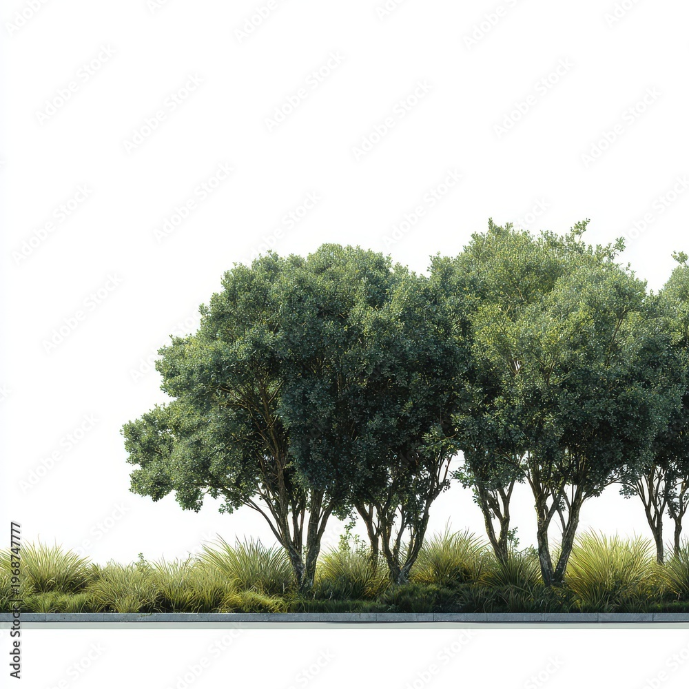 Obraz premium Trees and Grass on Landscape silhouette vector illustration eps