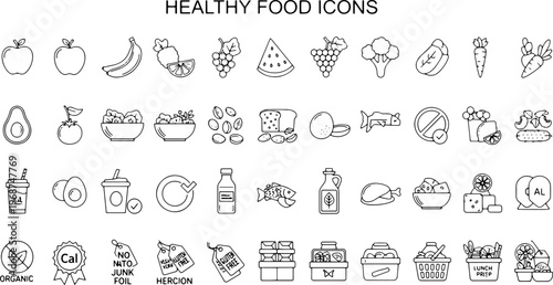 Healthy Food Icons Collection.