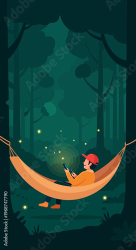 Serene Forest Hammock Escape With Digital Connection