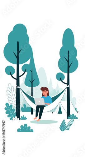 Serene Hammock Workspace Amongst Verdant Forest Trees