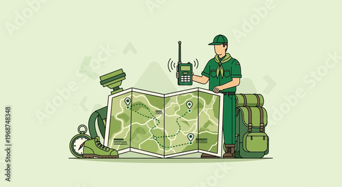 Scout Leader Navigating With Map And Radio Essential Outdoor Gear