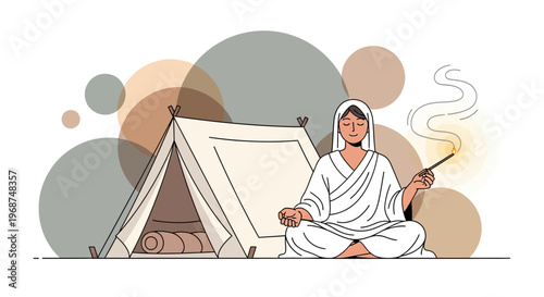 Serene Meditation Practice Beside Camping Tent