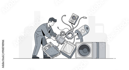 Skilled Technician Assembling Electronic Components And Devices With Precision