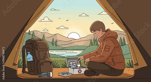 Serene Wilderness Camping Trip Preparation Sunrise Views