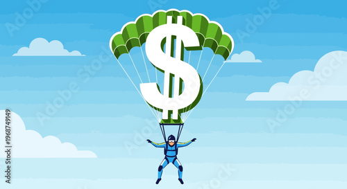 Skydiver Descends With A Giant Dollar Sign Parachute