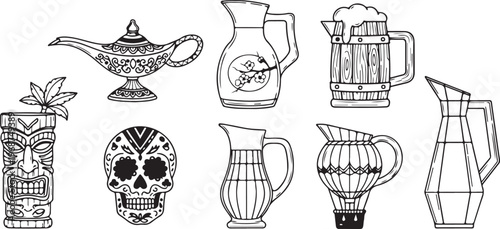 A collection of eleven intricate and diverse candle holders Vector