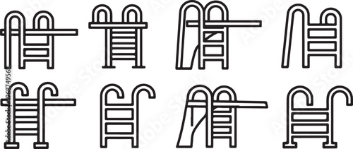 Line drawings of various chairs showcasing different designs and styles Vector