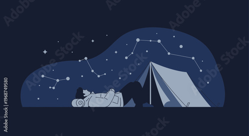Serene Night Sky Camping Adventure Under Celestial Constellations