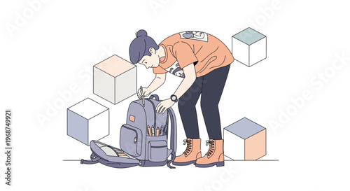 Student Organizing Backpack For Creative Schoolwork And Projects