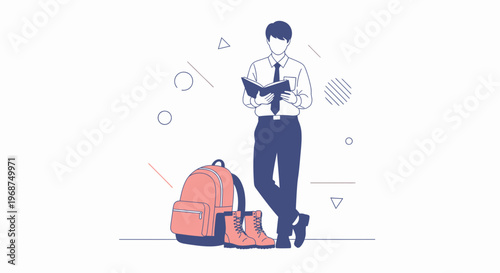 Student Preparing For Adventure And Learning With Backpack And Boots