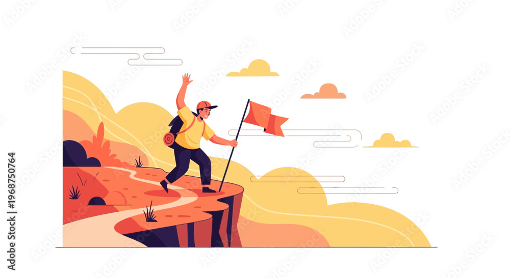 Obraz premium Summit Success Journey Reaching Peak Victory Adventure Goal Achieved