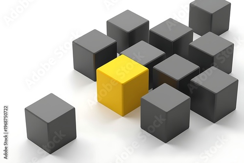 AI Generative Modern Abstract Cubes with Bright Yellow Accent for Creative Visuals