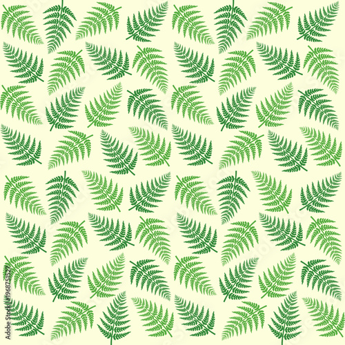Fern Leaf Seamless Pattern, Green Botanical Foliage Background, Nature Texture