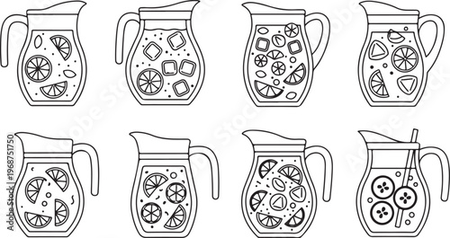 Line art illustrations of various ornate glass vessels with floral and geometric patterns Vector