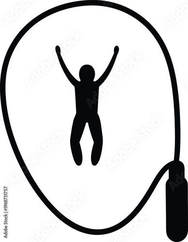 jump rope silhouette vector art illustration, black and white design
