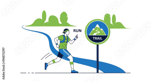 Trail Running Adventure Athlete Icon Vector Illustration