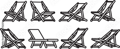 Line art sketches of various chairs in different styles and perspectives Vector