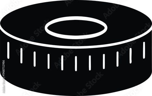 measuring tape silhouette vector art illustration, black and white design