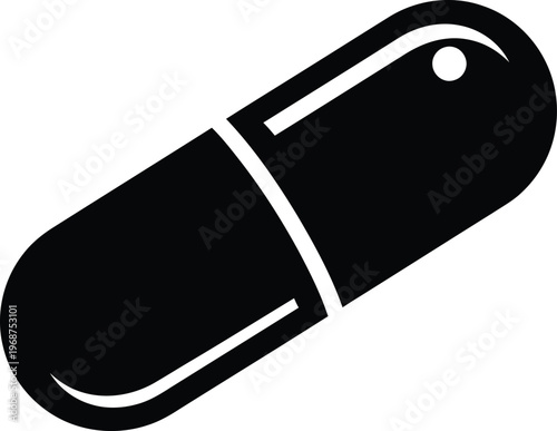 Silhouette Medical Pill Capsule Drug Health Pharmacy Symbol vector illustration