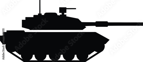 Silhouette modern military tank war machine vehicle defense icon vector illustration