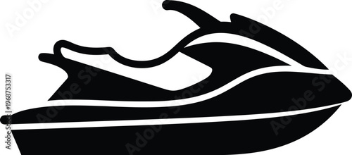 Silhouette modern jet ski personal watercraft isolated on white background vector illustration