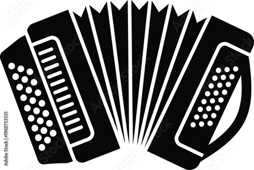 Silhouette musical instrument accordion folk entertainment vector illustration