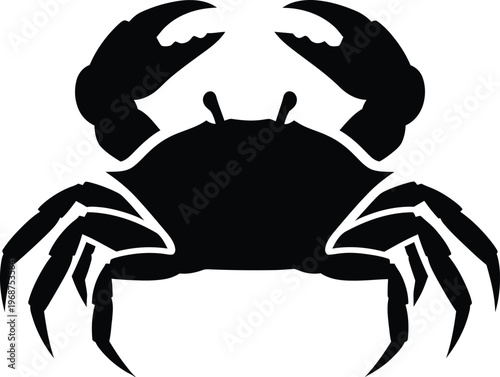 Silhouette ocean creature crab with big claws swimming simple graphic vector illustration