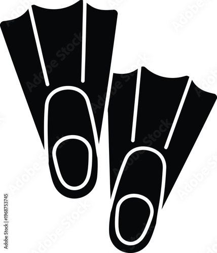 Silhouette pair of flippers for swimming underwater sea ocean activities vector illustration