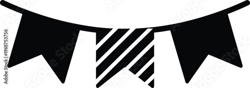 Silhouette party celebration flags string bunting event decoration graphic vector illustration