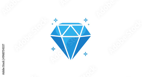 A blue diamond icon with sparkles.