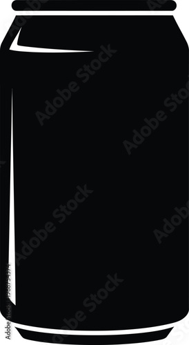 Silhouette refreshing drink soda beverage aluminum can packaging isolated vector illustration
