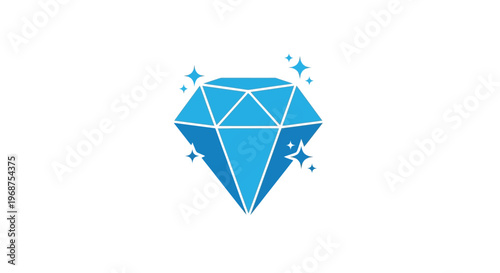 Blue diamond icon with sparkles.