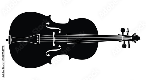 A stark black silhouette of a classic stringed instrument a violin showcasing its elegant form and curves silhouette high quality professional