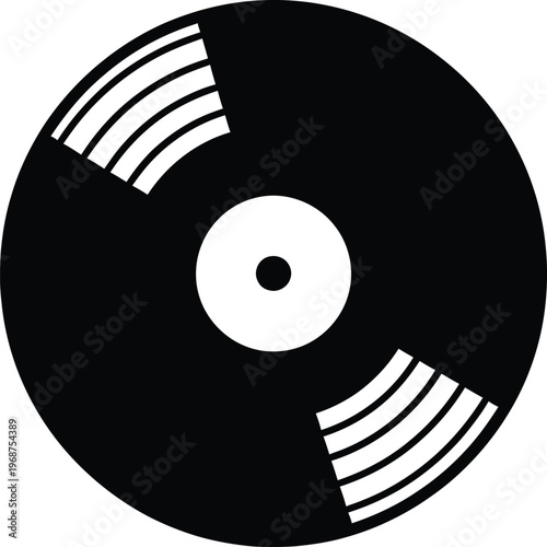 Silhouette retro vinyl record music icon graphic design simple vector illustration