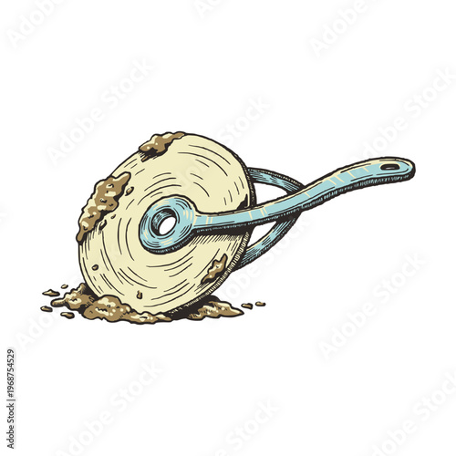 Gold Mining Pan Prospecting Tool Western Illustration