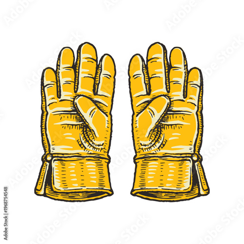 Leather Work Gloves for Cowboy and Ranch Use Illustration